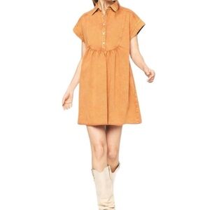 Acid Was Denim Western Dress, Size L Oversized, Short sleeve with pockets.